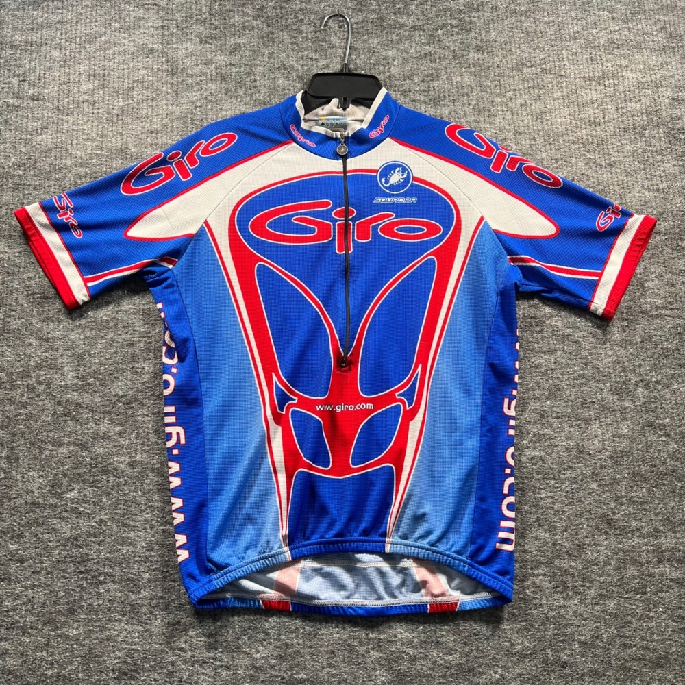 Squadra Giro Cycling Jersey Mens XL Blue Red White Short Sleeve Partial Zip USA
